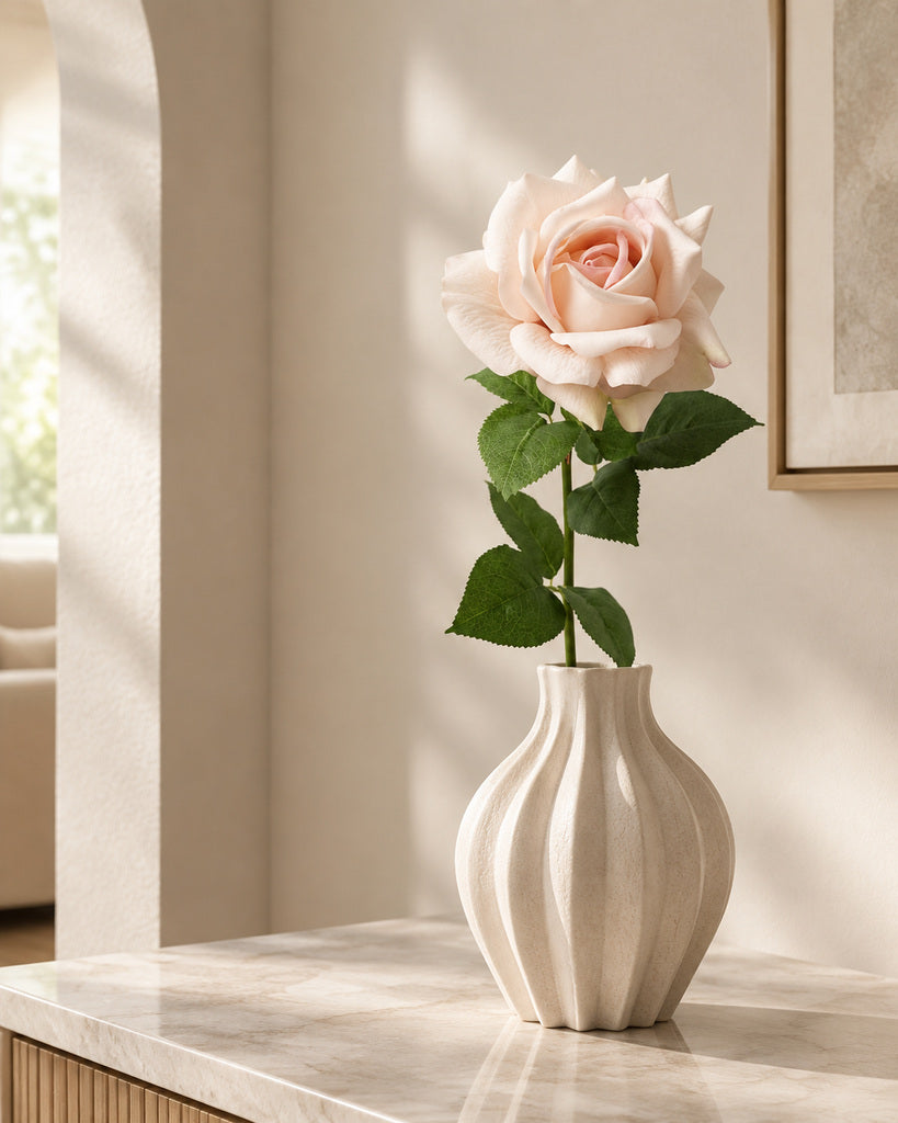 Blush Champagne Austin Artificial Rose Stem - 73 cm
