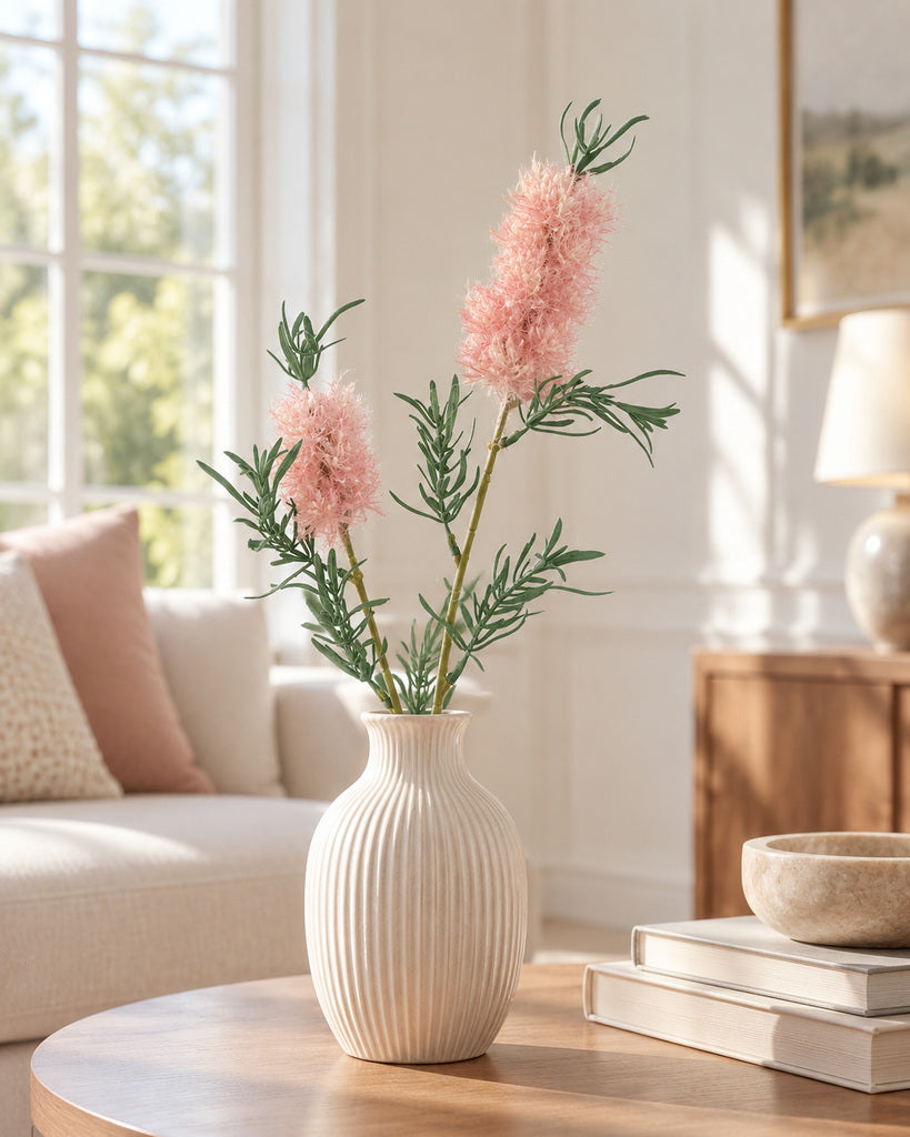 Light Pink Artificial Fluffy Floral Spray - 71 cm