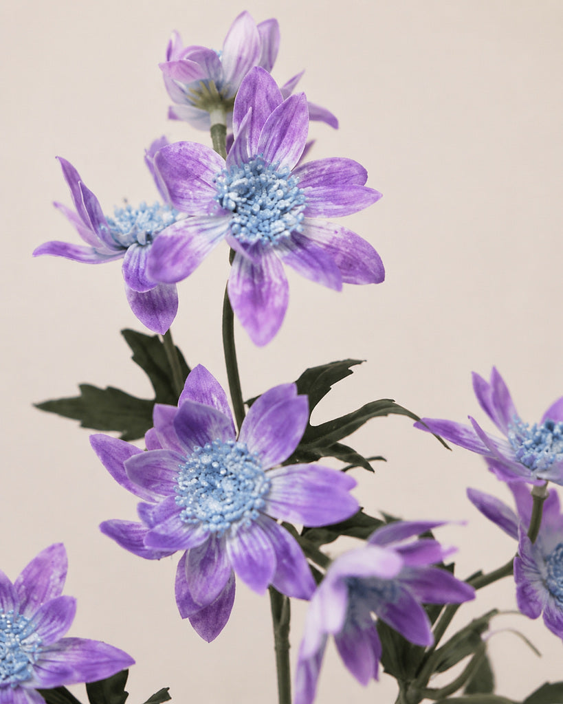 Light Purple Plastic, PVC & Soft Rubber Artificial Dandelion Spray - 65 cm