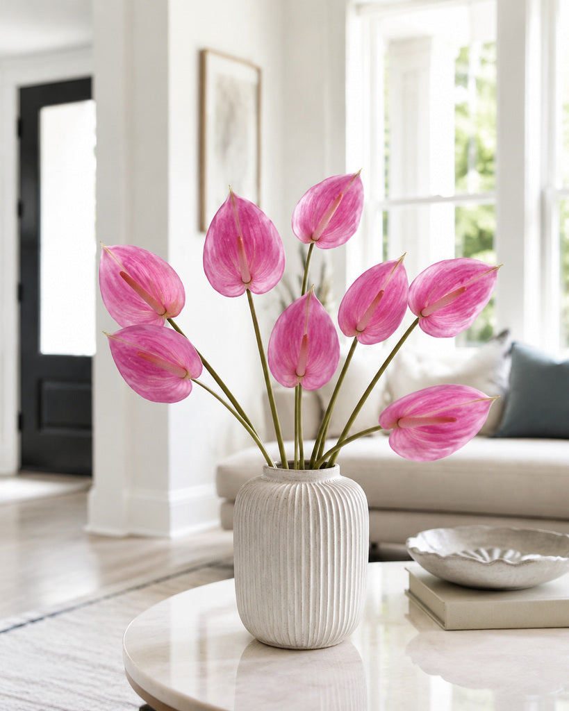 Pink Artificial Anthurium Stem - 80 cm