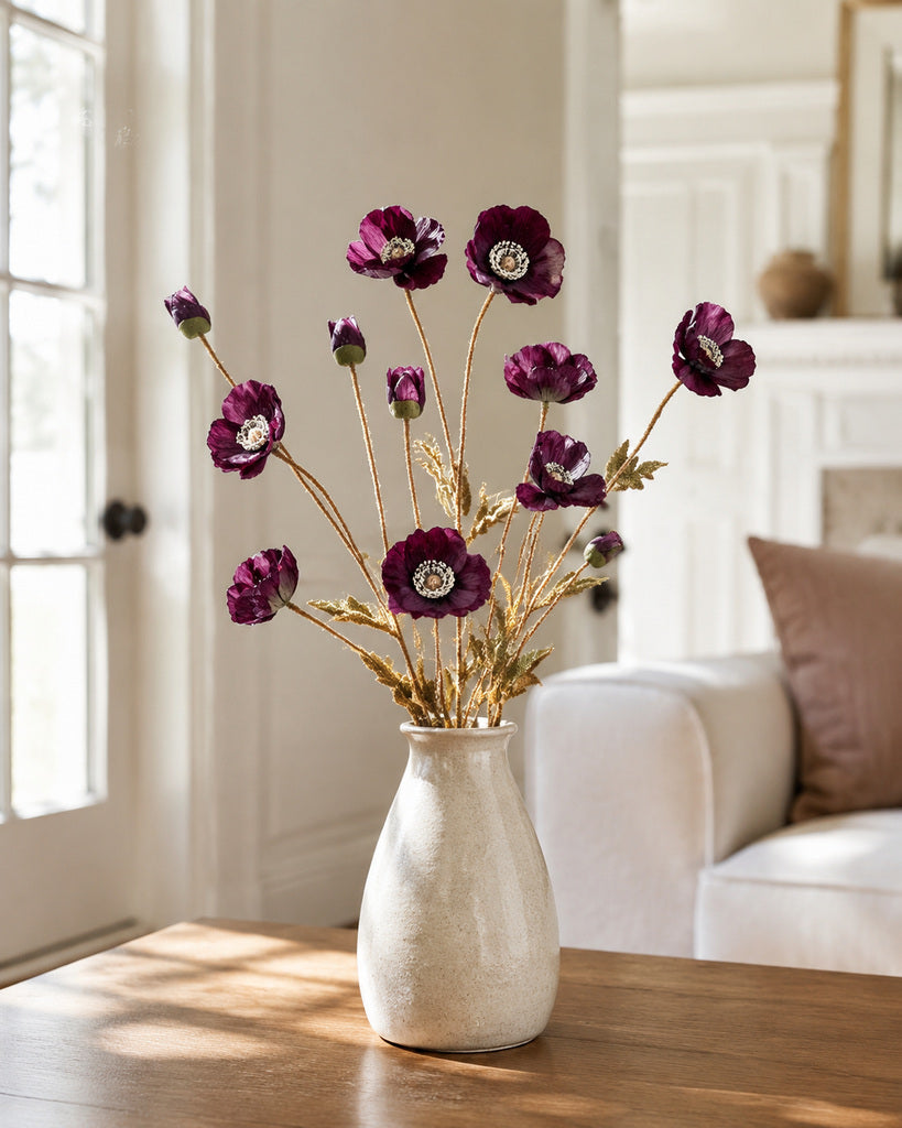 Deep Purple Artificial Autumn Coral Floral Stem - 60 cm