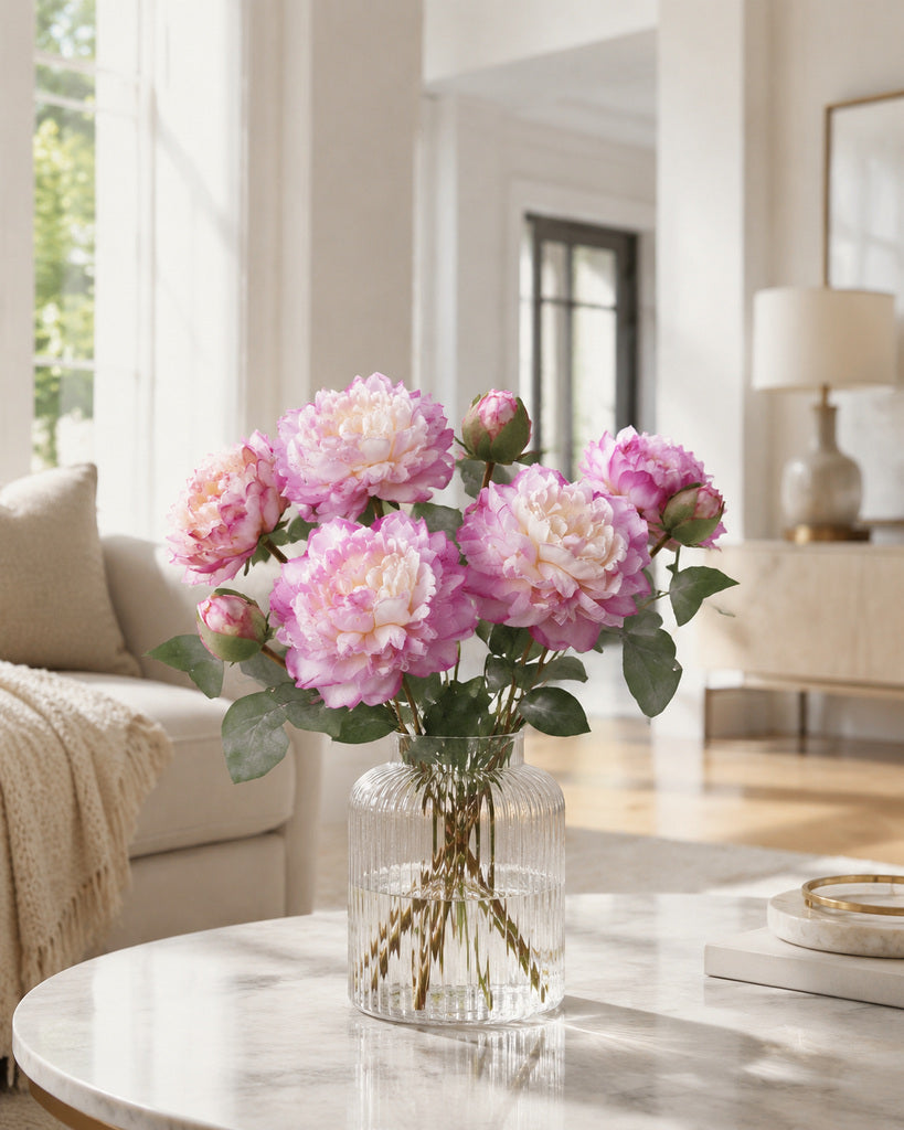 Purple Fabric Artificial Peony Stem - 64 cm