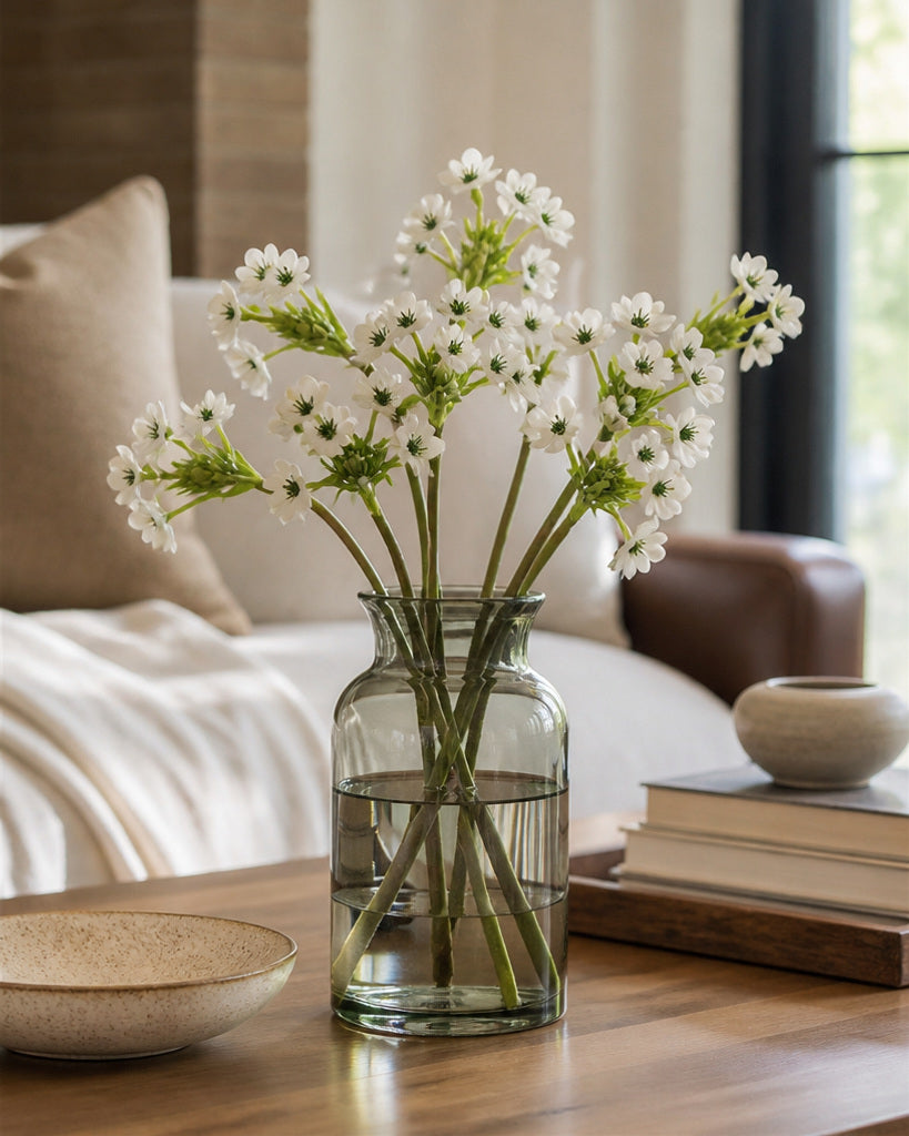 White Fabric Artificial Flower Stem - 64 cm