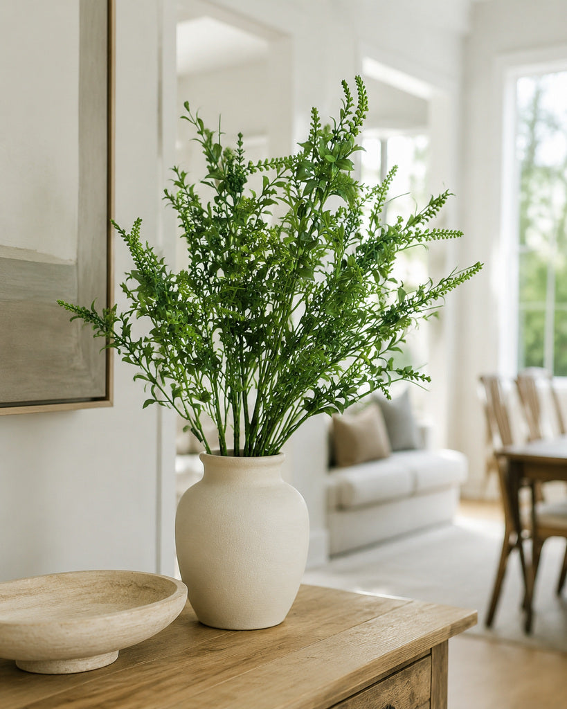 Deep Green Plastic Artificial Wheat Spike Greenery Bush - 62 cm