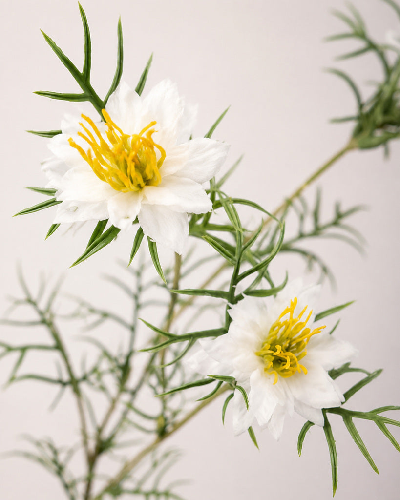 White Fabric Artificial Nigella Spray - 69 cm