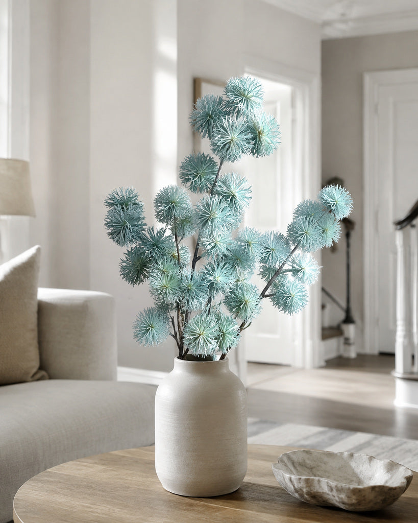 Blue Artificial Flocked Allium Spray - 70 cm