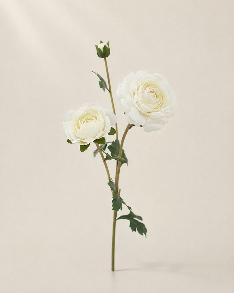 White Fabric Artificial Ranunculus Spray - 70 cm