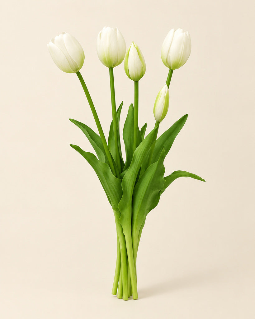 White Soft Rubber Artificial Tulip Bush - 40 cm