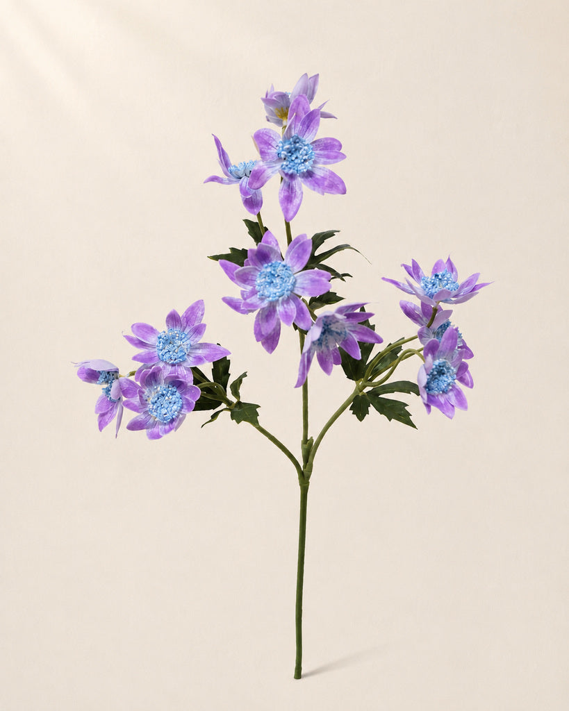 Light Purple Plastic, PVC & Soft Rubber Artificial Dandelion Spray - 65 cm