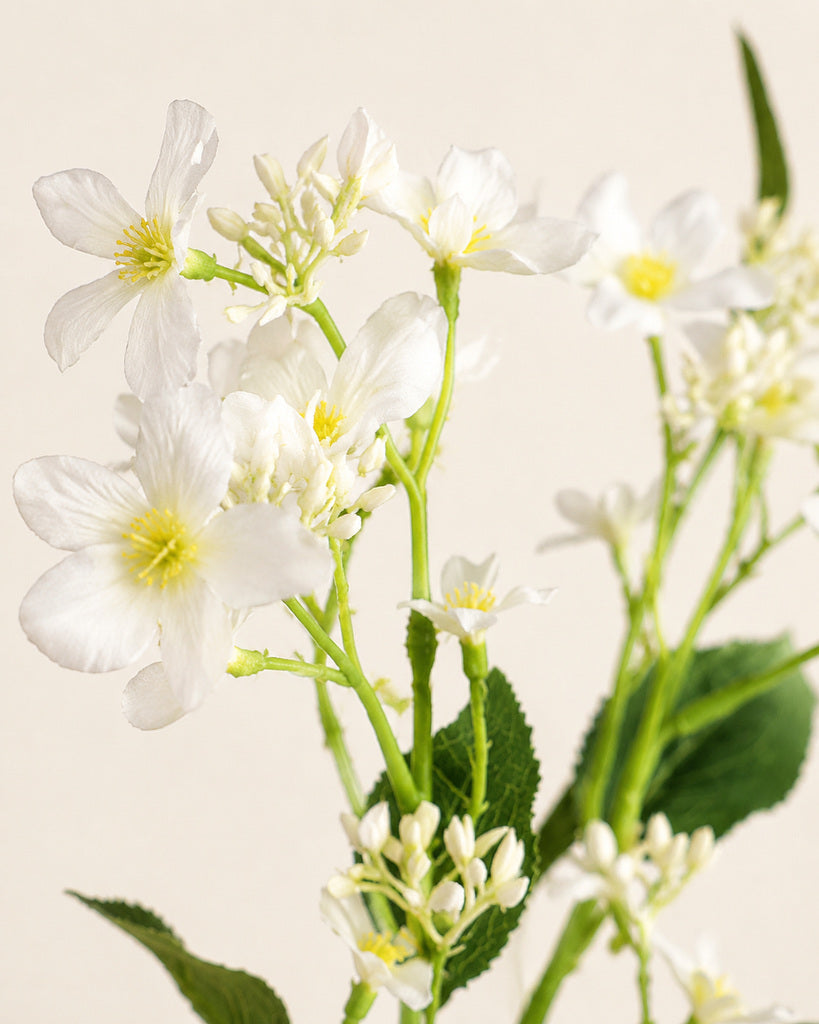 White Fabric Artificial Tung Flower Spray - 62 cm