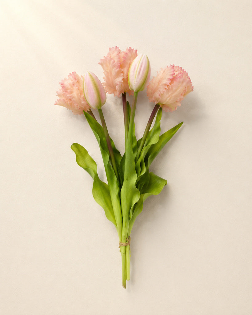 Light Pink Soft Rubber Artificial Parrot Tulip Bouquet - 40 cm