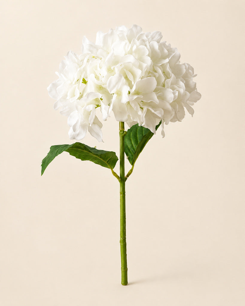 White Soft-Touch Artificial Hydrangea Stem - 47 cm