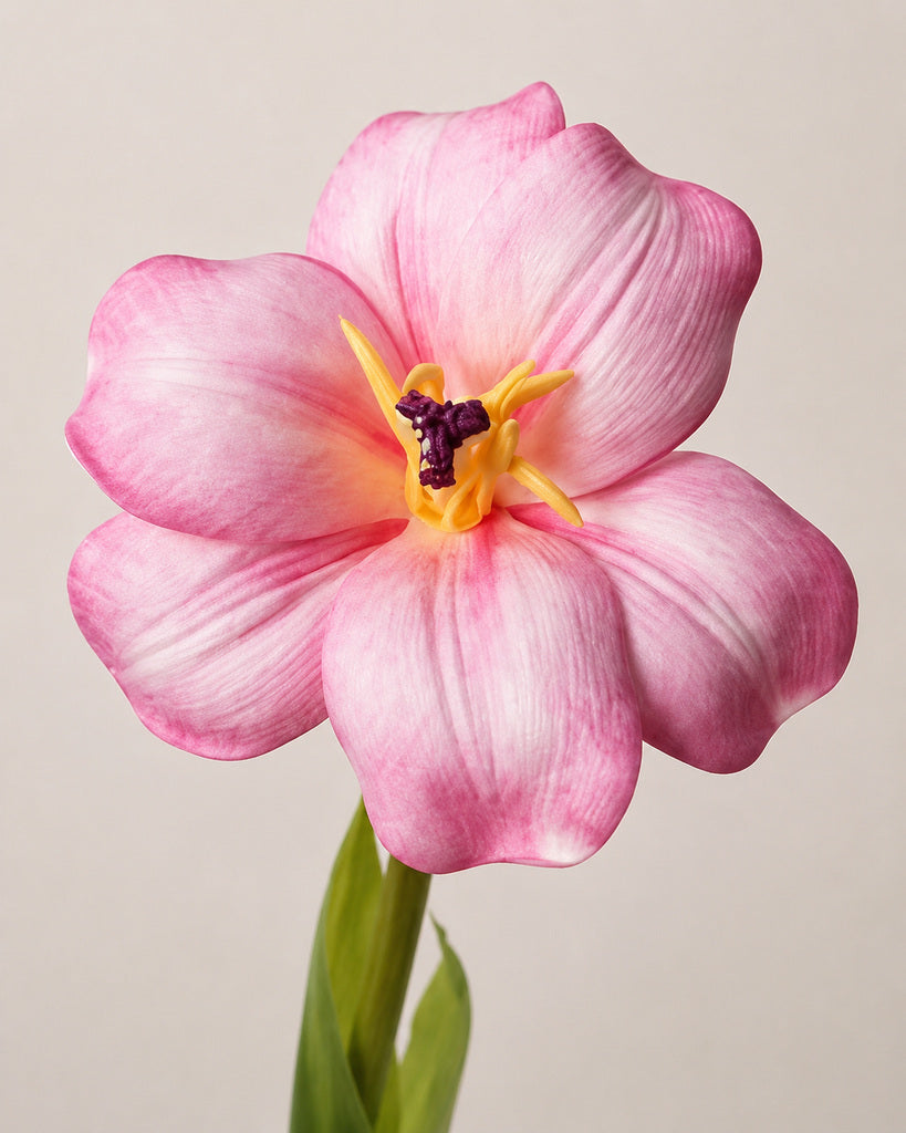 Light Pink PU Artificial Tulip Stem - 55 cm