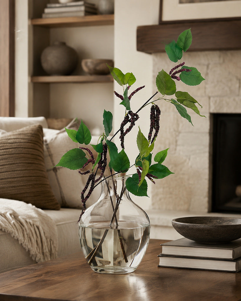 Artificial Mulberry Fruit Branch with Leaves - 110 cm