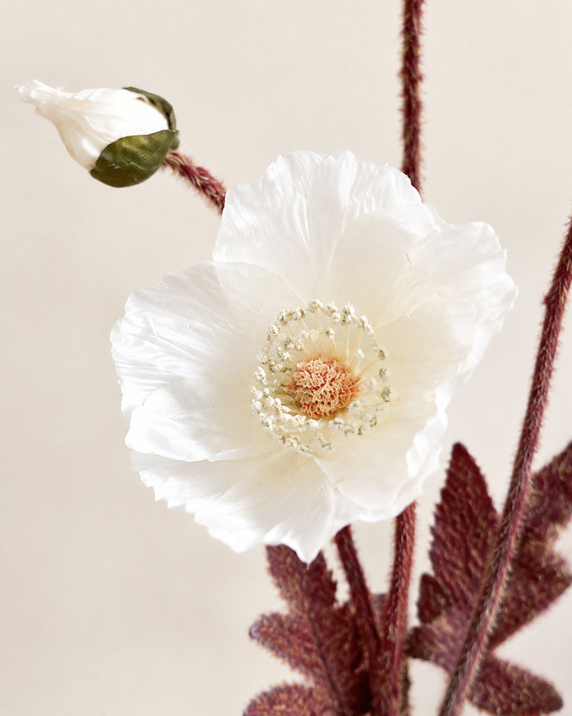 Ivory White Artificial Autumn Coral Floral Stem - 60 cm