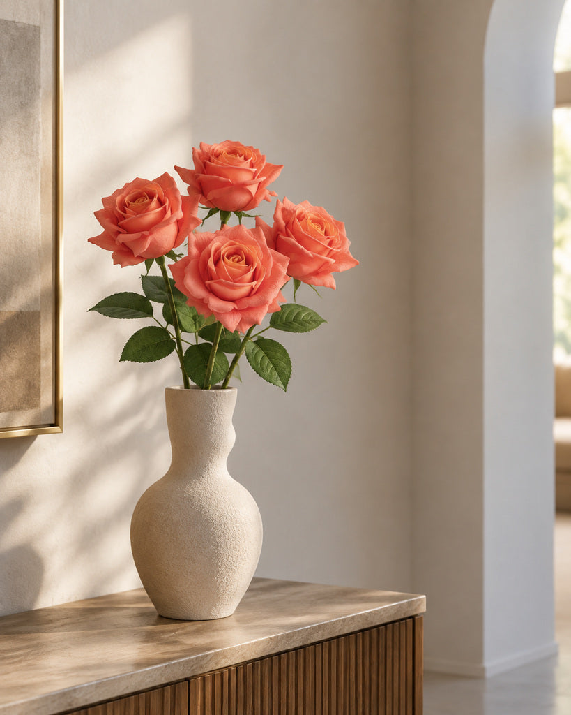 Orange Soft-Touch Artificial Rose Stem - 73 cm