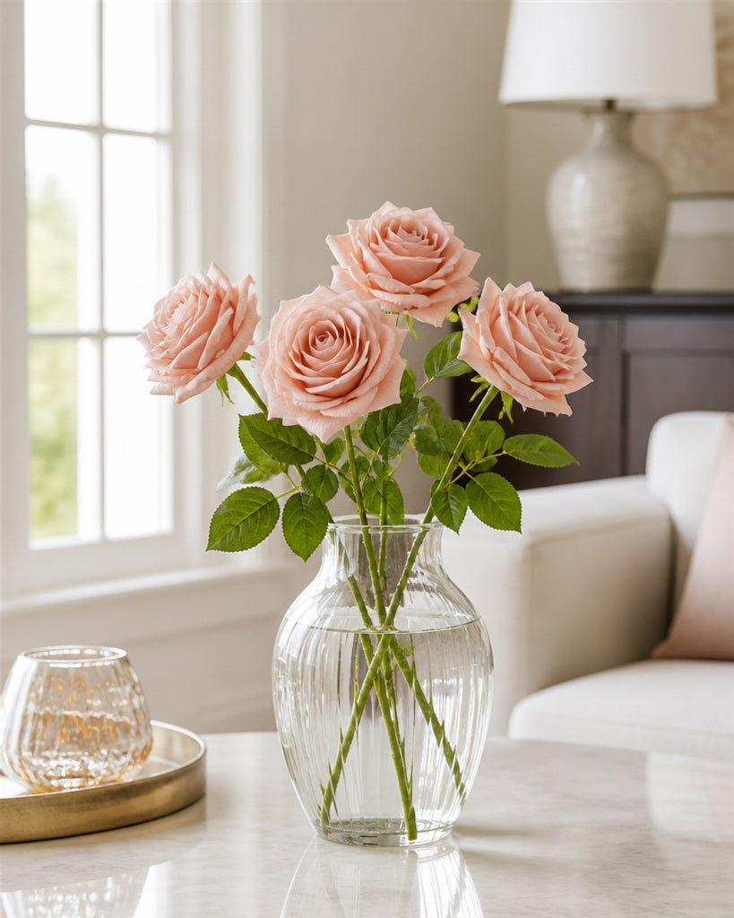 Sakura Pink Fabric Artificial Rose Stem - 66 cm