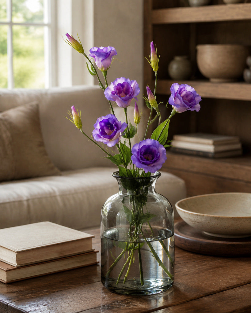 Purple Artificial Lisianthus Spray - 57 cm