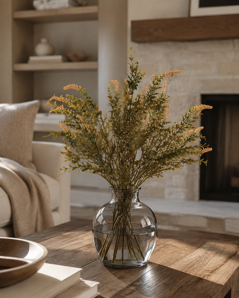 Coffee Brown Plastic Artificial Wheat Spike Greenery Bush - 62 cm