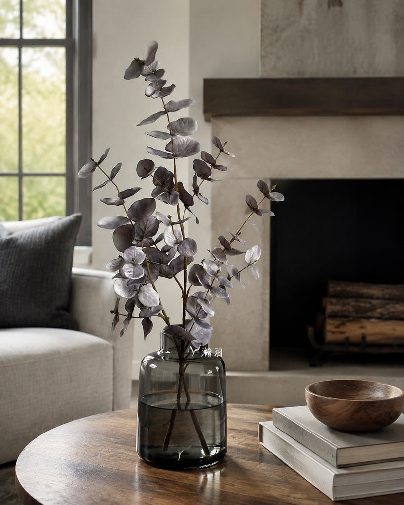 Sea Gray Artificial Layered Eucalyptus Branch - 86 cm