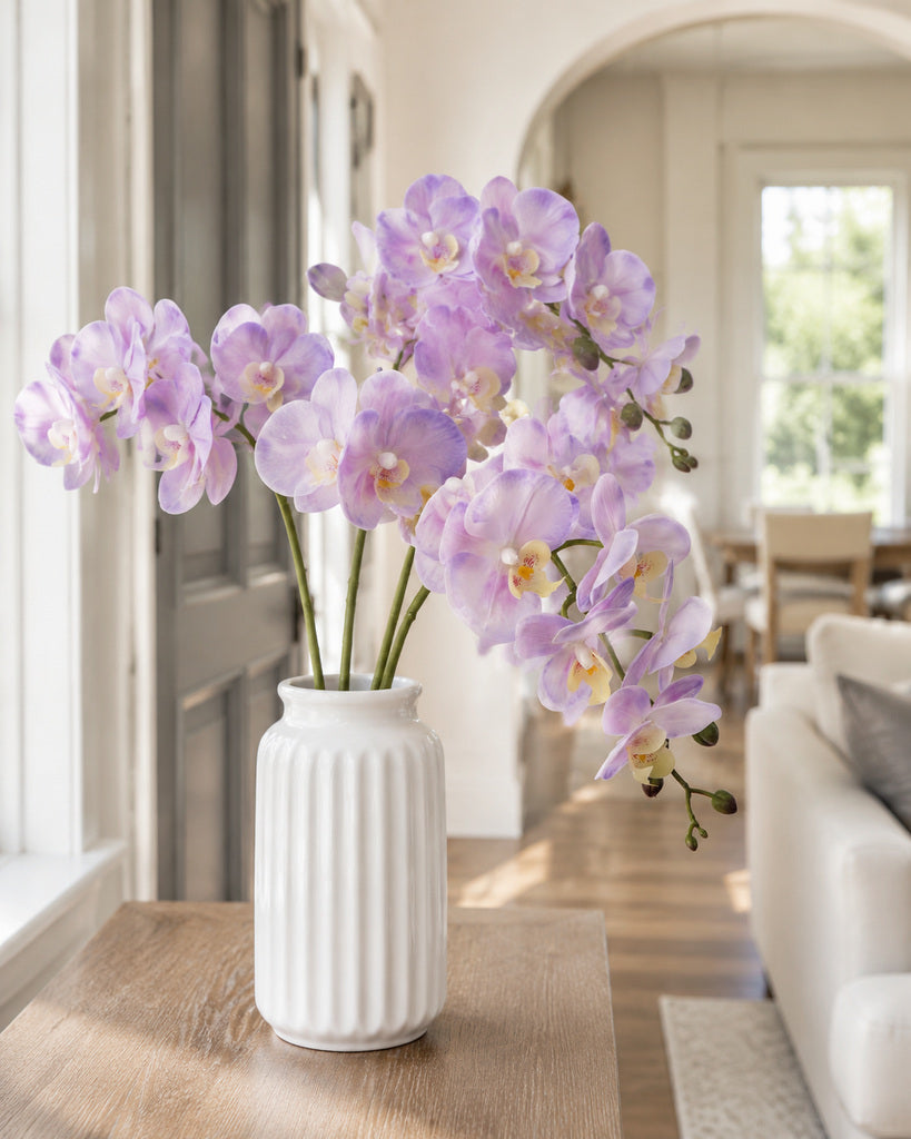 Light Purple PVC Artificial Phalaenopsis Orchid Stem - 100 cm