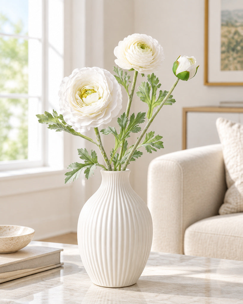 White Artificial Ranunculus Stem - 62cm