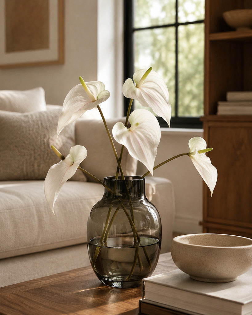 White Soft Rubber Artificial Anthurium Stem - 72 cm