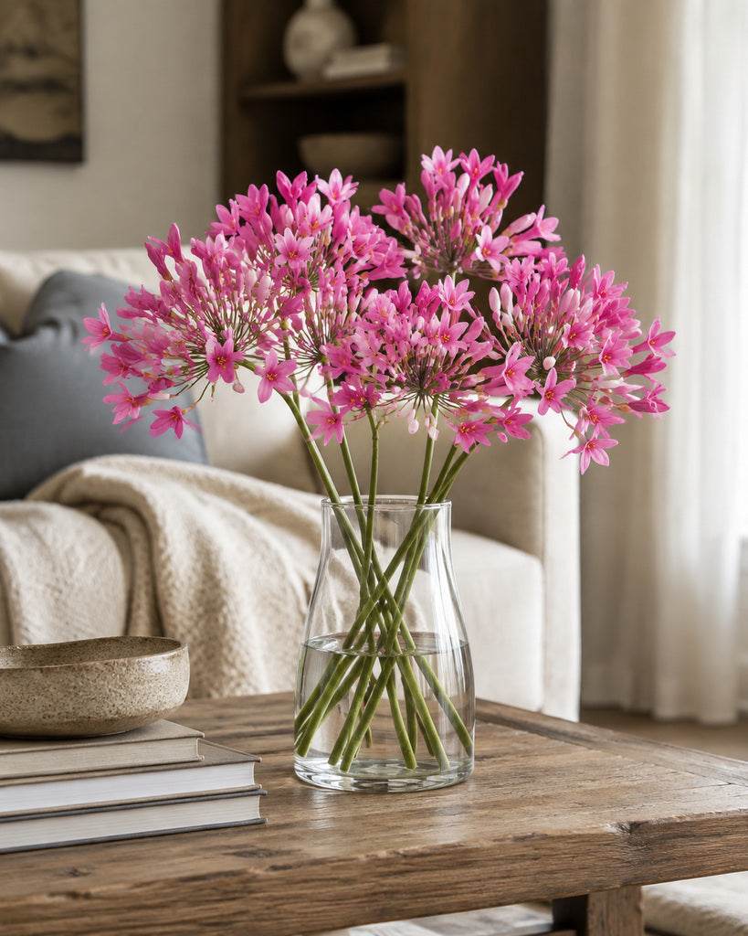 Magenta Plastic & Fabric Artificial Agapanthus Stem - 76 cm