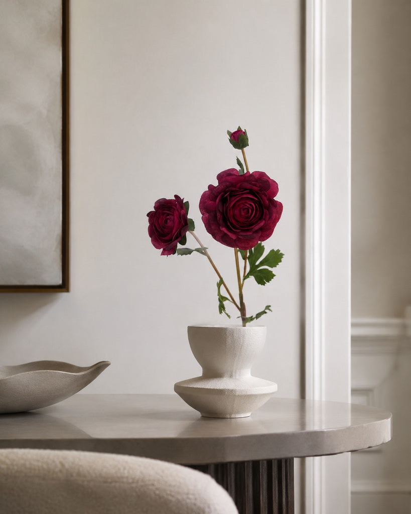 Magenta Fabric Artificial Ranunculus Spray - 70 cm