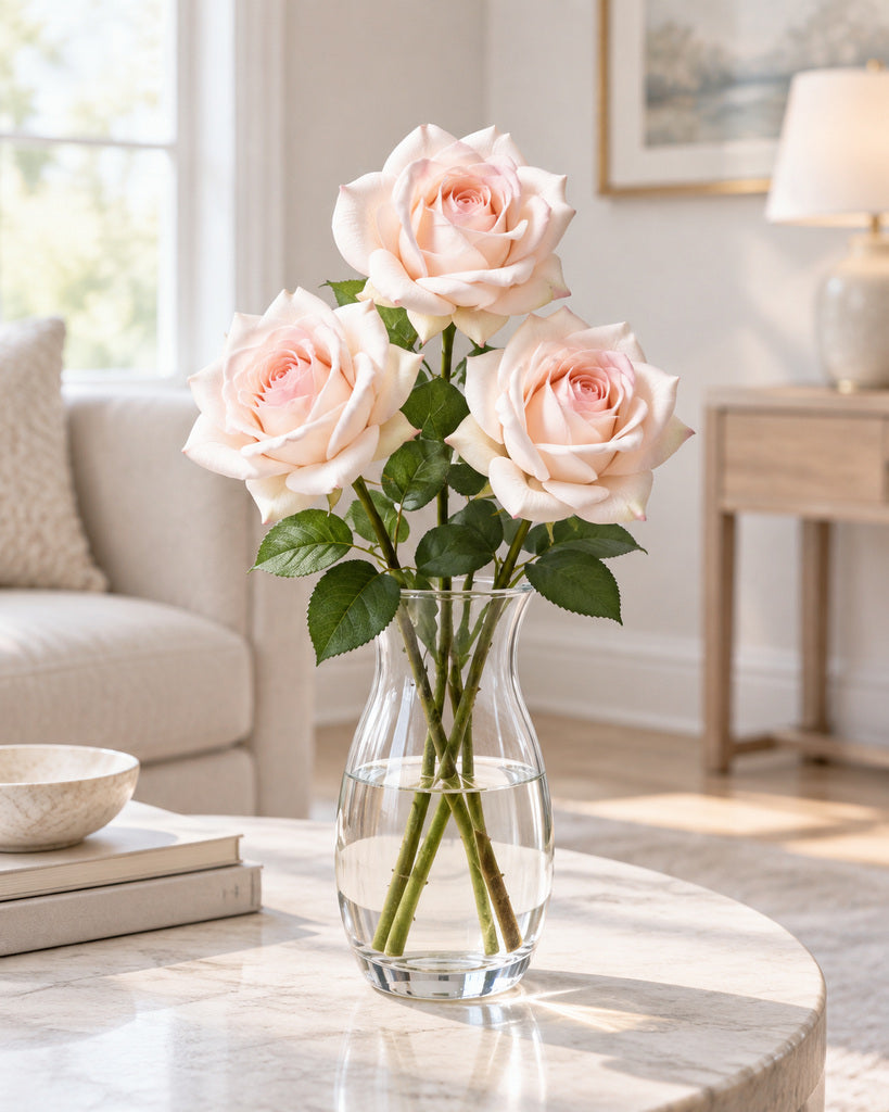Blush Champagne Austin Artificial Rose Stem - 73 cm
