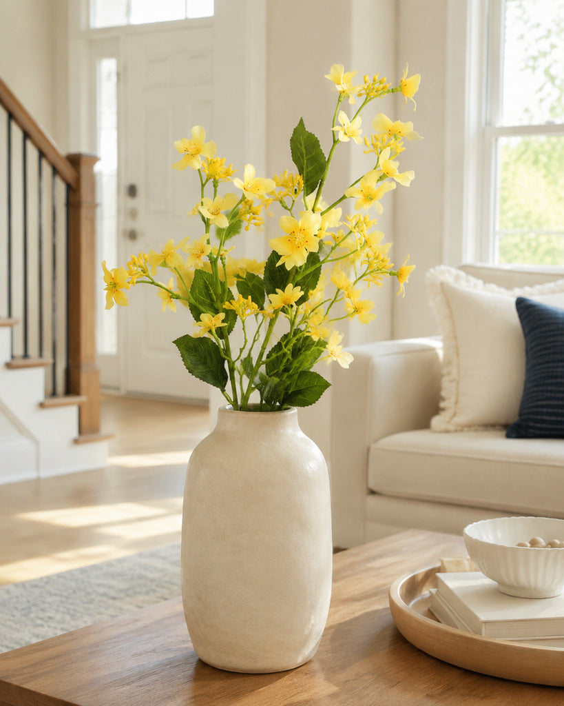 Yellow Fabric Artificial Tung Flower Spray - 62 cm