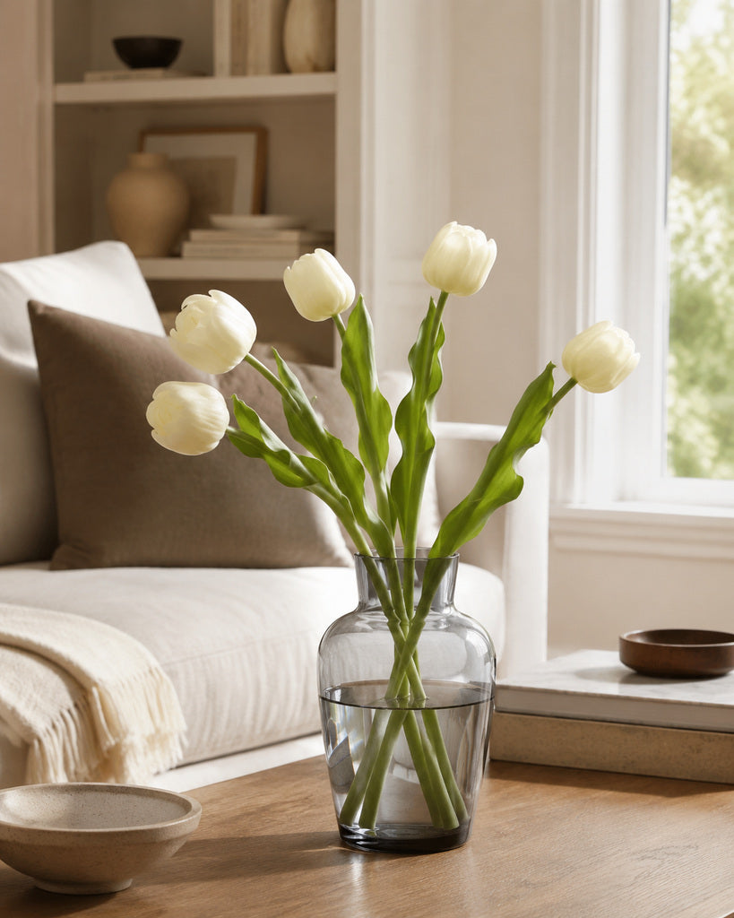 Ivory Artificial Tulip Bud Stem - 49 cm
