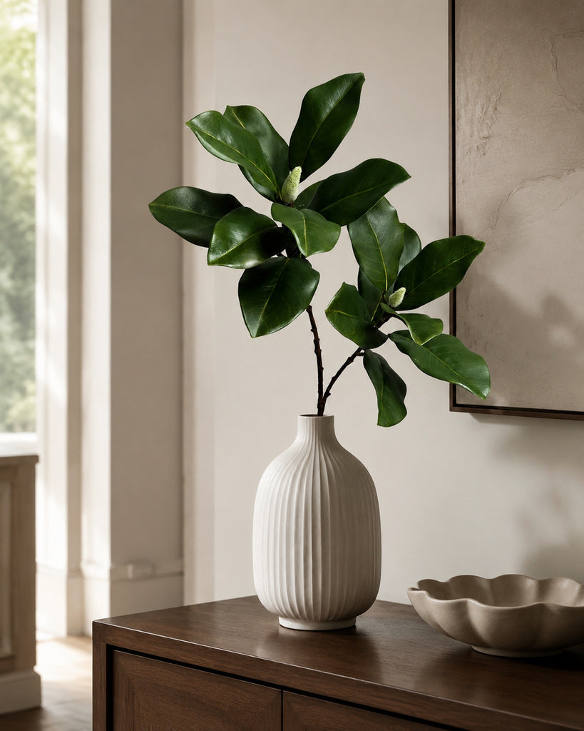 Green Artificial Magnolia Leaf Branch - 72 cm