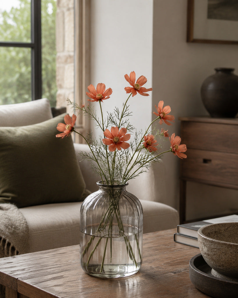 Autumn Coral Artificial Daisy Spray - 58 cm