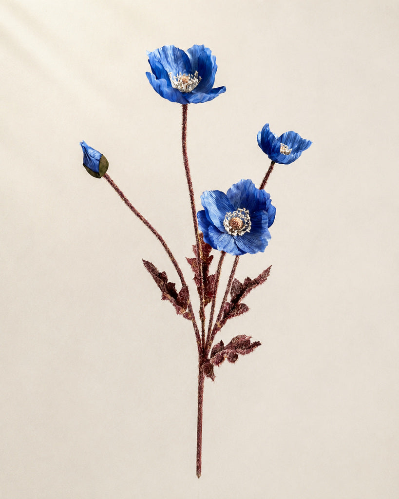 Blue Artificial Autumn Coral Floral Stem - 60 cm