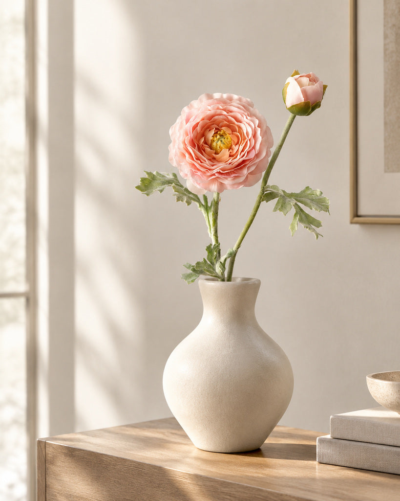 Blush Pink Artificial Ranunculus Stem - 62 cm