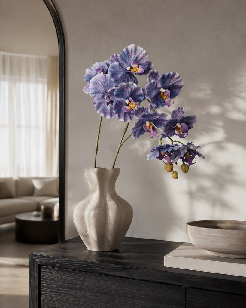 Blue Purple Dream 9-Head Artificial Phalaenopsis Orchid Stem
