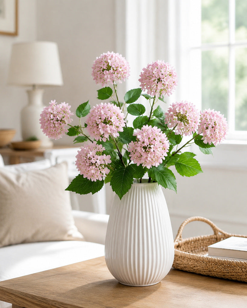 Pink Artificial Wood Hydrangea Spray - 70 cm