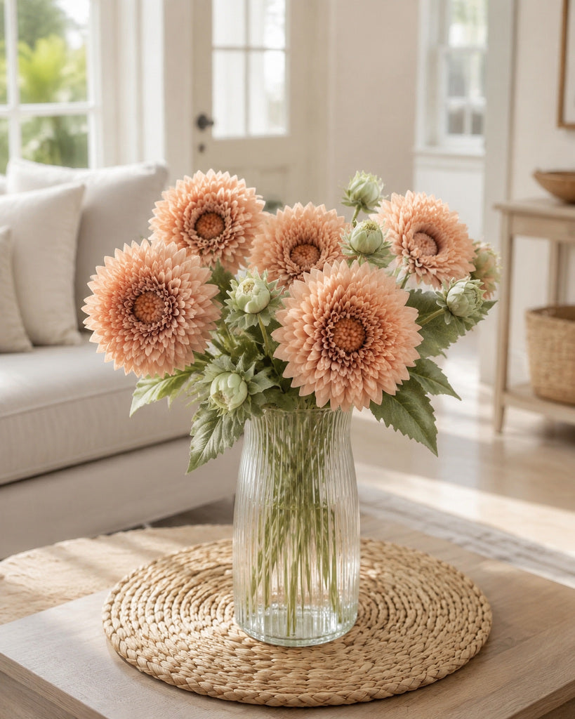Coffee Brown Fabric Artificial Sunflower Stem - 45 cm