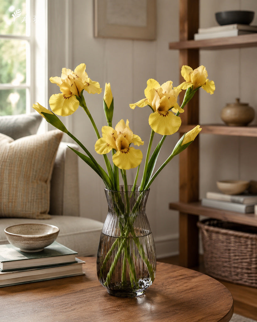 Yellow Artificial Iris Floral Stem - 75 cm