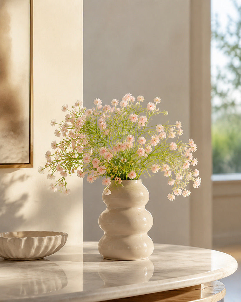Pink Soft Rubber Artificial Baby's Breath Bouquet - 34 cm