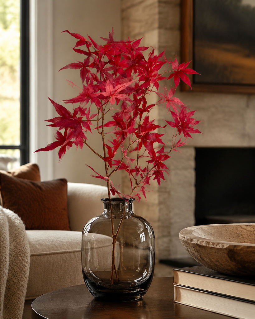 Red Artificial Maple Leaf Branch - 70 cm