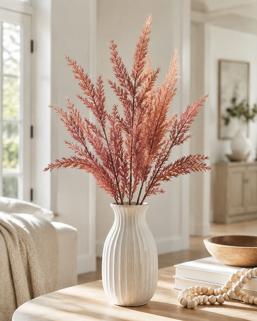 Burgundy Artificial Flocked Herb Branch - 79 cm