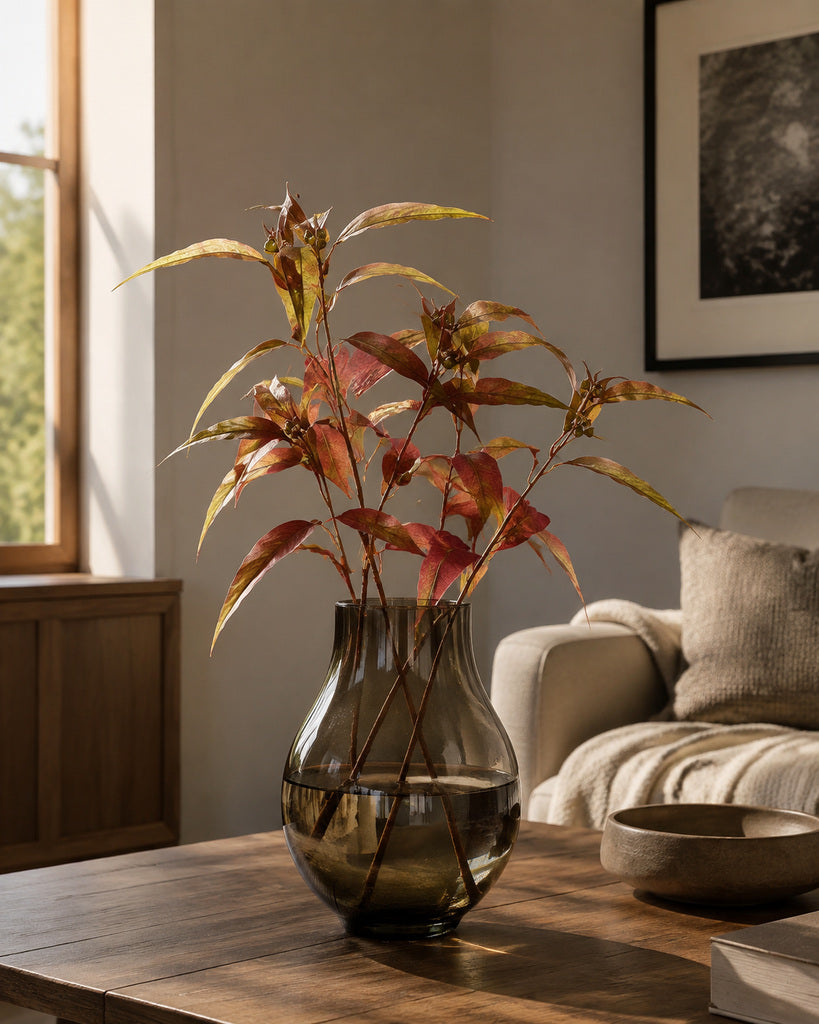Red Yellow Green 3D Artificial Eucalyptus Leaf Branch - 57 cm