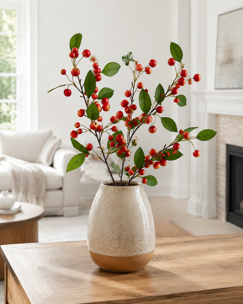 Red Artificial Crabapple Fruit Branch - 95 cm