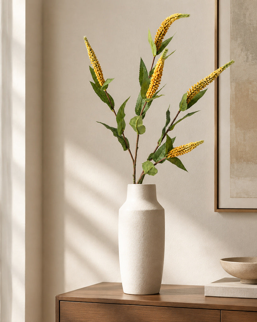 Golden Yellow Plastic and Fabric Lavender Stem - 72 cm