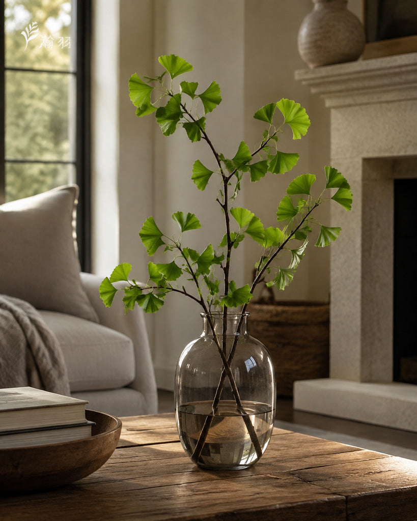 Green Artificial Ginkgo Leaf Branch - 96 cm