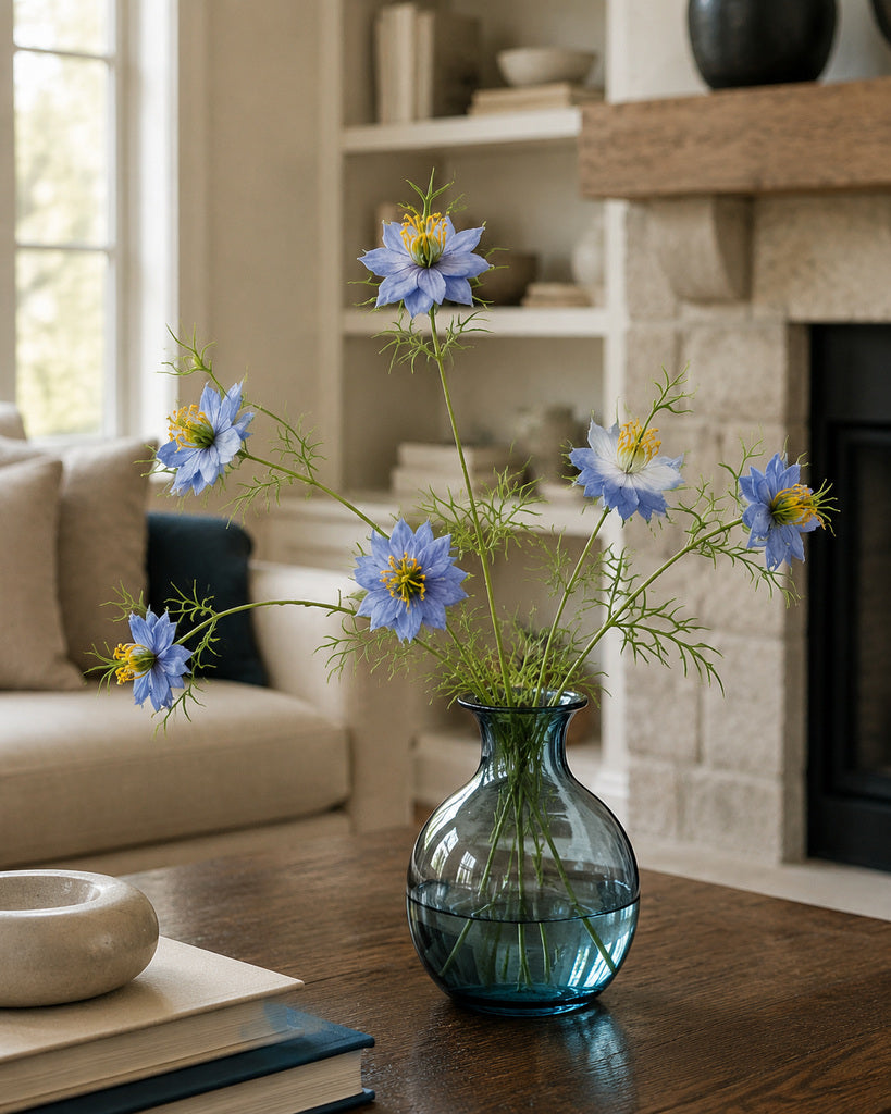 Blue Fabric Artificial Nigella Spray - 69 cm