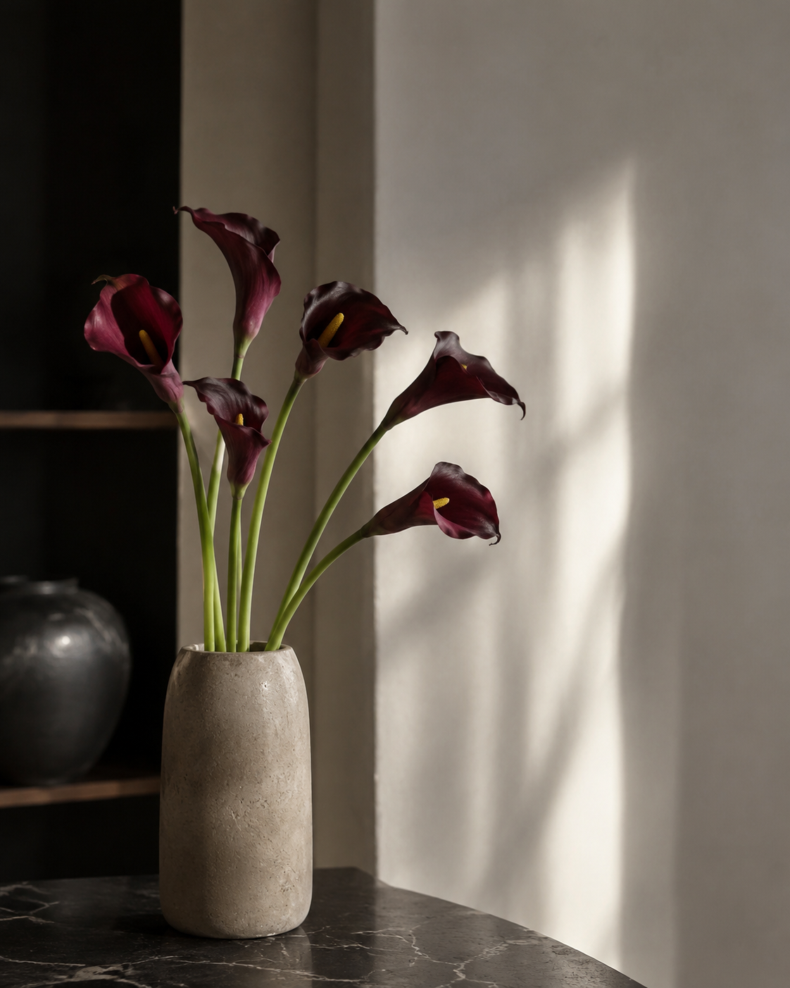 Burgundy Plastic Artificial Calla Lily Stem - 72 cm
