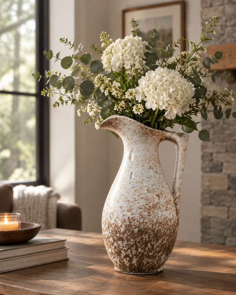 Distressed Frost White Pitcher-Style Vase - 15.7"